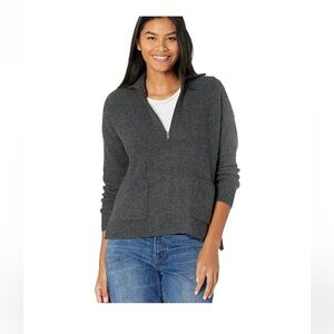 Madewell Charcoal Merino Wool Blend Quarter Neck Sweater